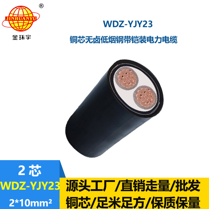 金环宇 低烟无卤铠装电缆WDZ-YJY23-2X10平方二芯电力电缆