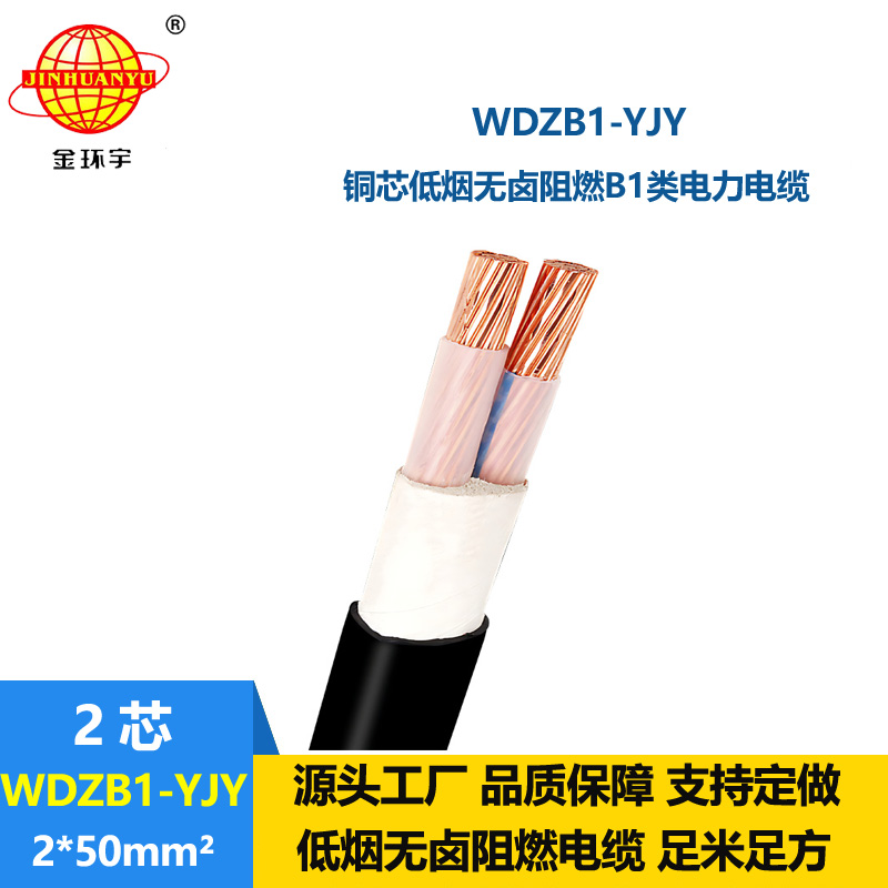 金环宇电线电缆 二芯交联电缆WDZB1-YJY 2x50无卤低烟阻燃B1类电缆