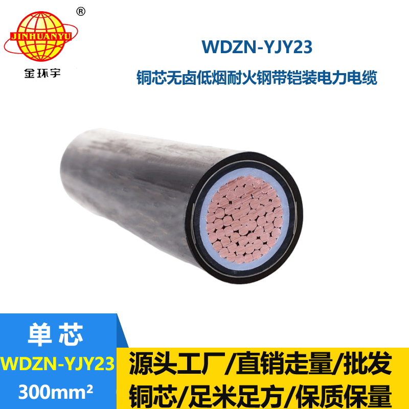 金环宇电缆 铜芯WDZN-YJY23-300平方 低烟无卤铠装电力电缆