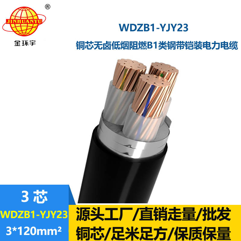 金环宇 低烟无卤阻燃电缆 WDZB1-YJY23-3X120平方 3芯铠装电缆
