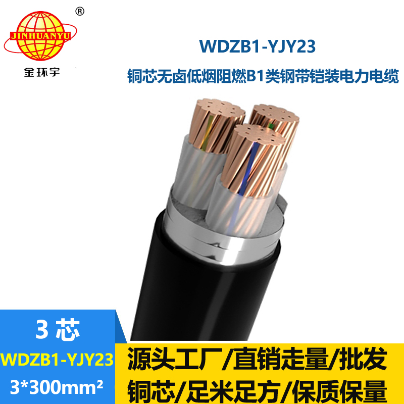 金环宇 b类阻燃低烟无卤电缆WDZB1-YJY23-3X300钢带铠装电缆