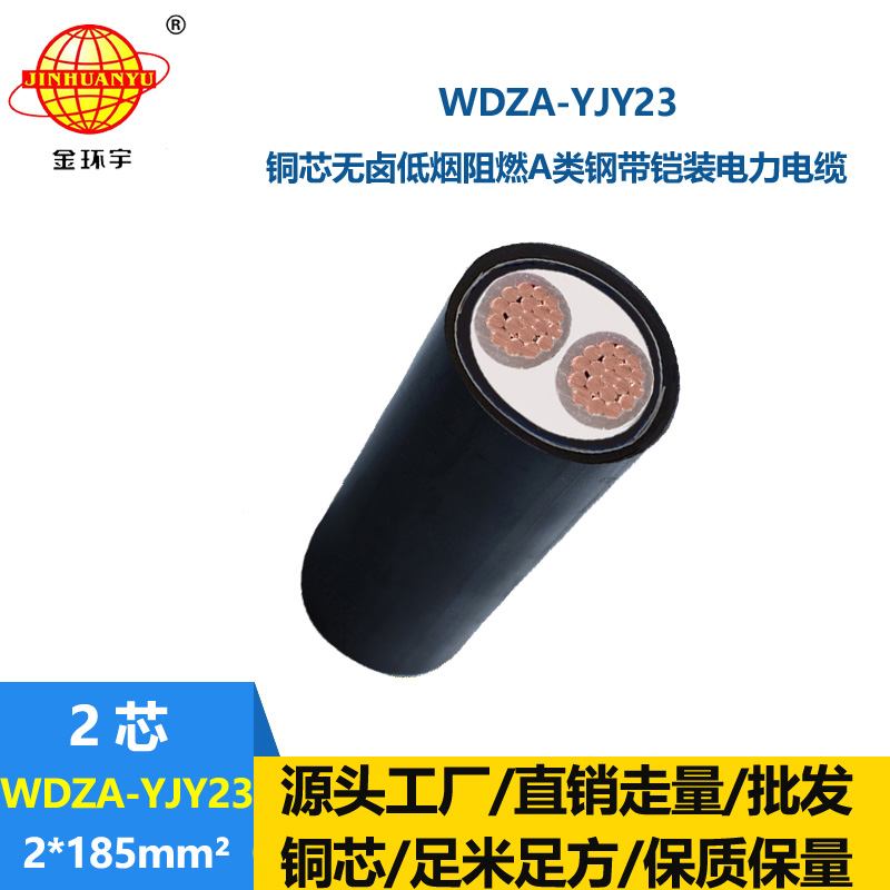 金环宇电缆 WDZA-YJY23-2X185平方 低烟无卤阻燃电缆 铠装电力电缆